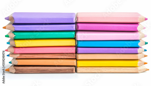 Wallpaper Mural Colorful pencils stacked in pairs on white background Torontodigital.ca