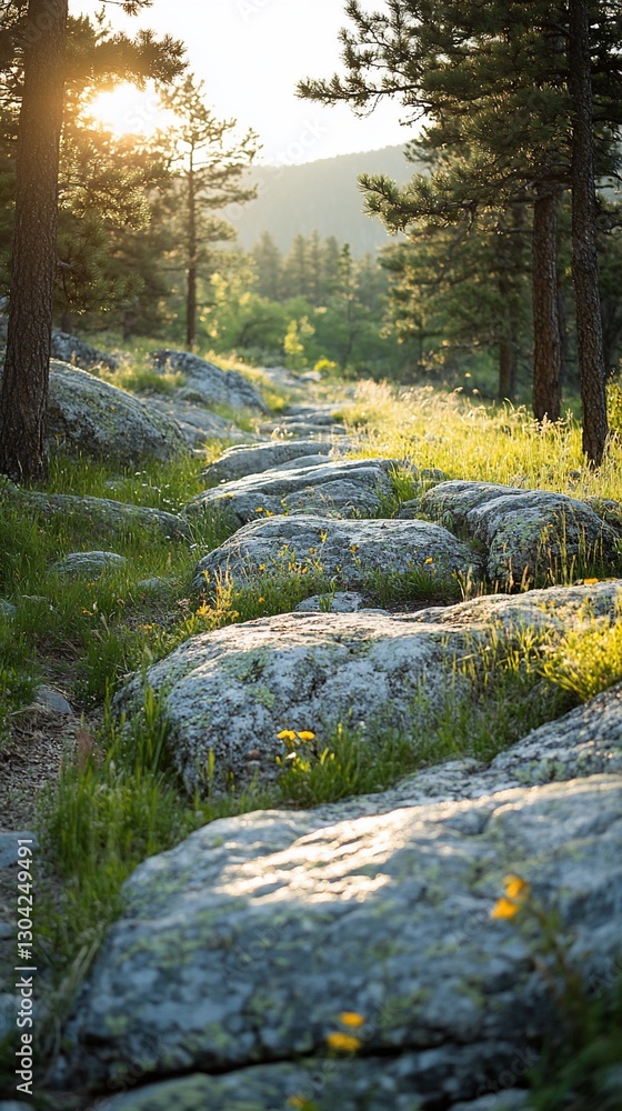 Rocky mountain trail sunset hike nature landscape Rocky mountain trail sunset hike nature landscape