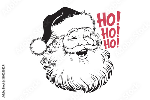 Fotografie Jolly Santa Claus with Ho Ho Ho Design VECTOR