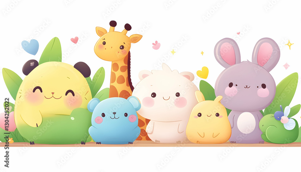 Naklejka premium Cute Animal Friends in Garden