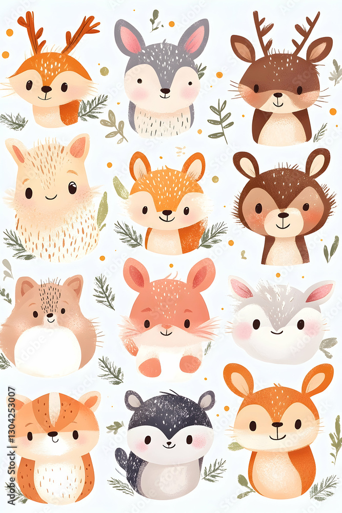 Obraz premium Cute forest animals illustration