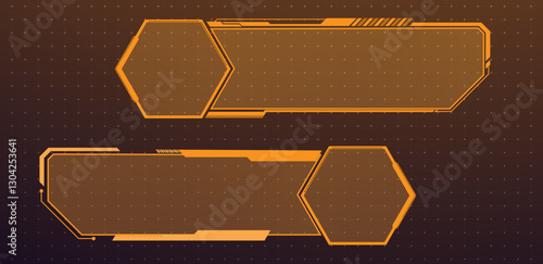 Futuristic lower third interface or technology box orange isolated. Vector editable