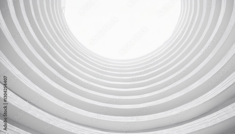 Obraz premium abstract white architectural vortex with curved layered lines, modern minimal design, futuristic symmetry, dynamic perspective