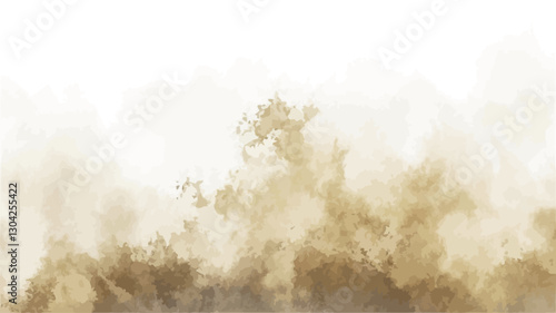 The image depicts an abstract cloud of gold dust or smoke against a white background.  The dust is concentrated more heavily towards the center of the image, creating a sense of depth. The