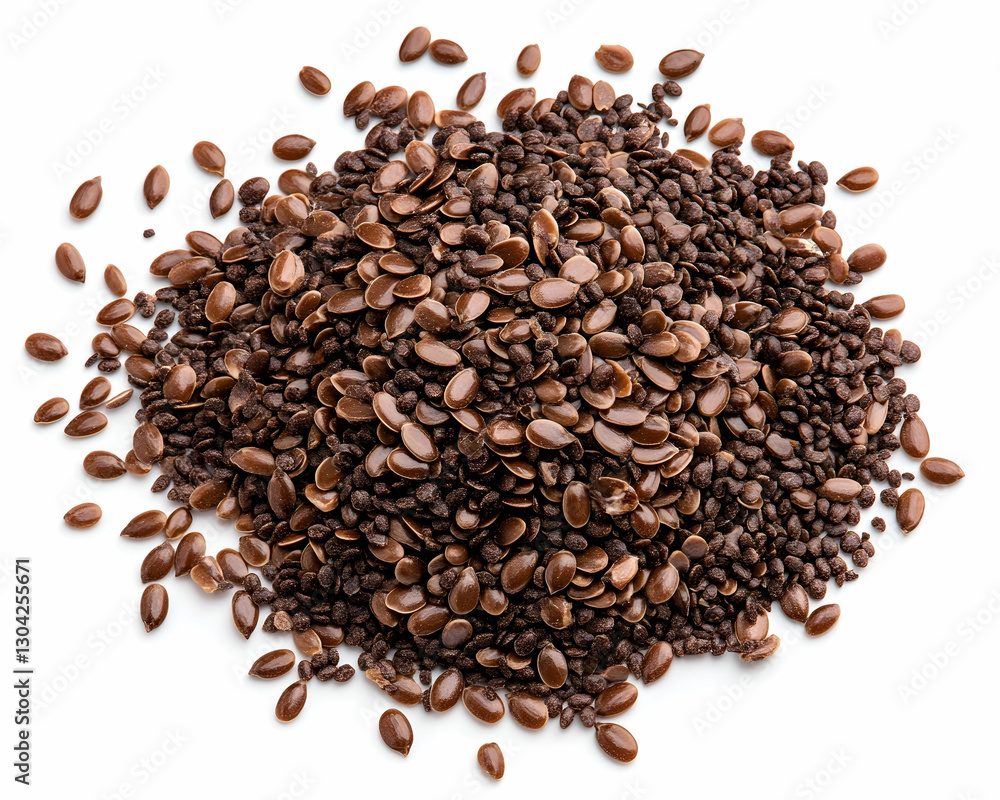 Flax Seeds, Brown, Top View Flax Seeds, Brown, Top View