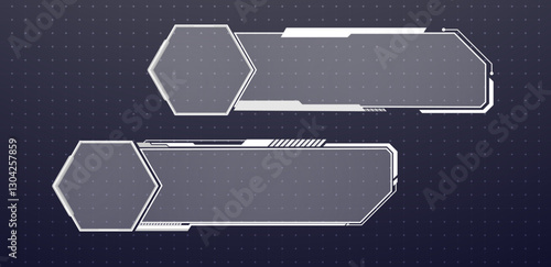 Futuristic lower third interface or technology box white isolated. Vector editable
