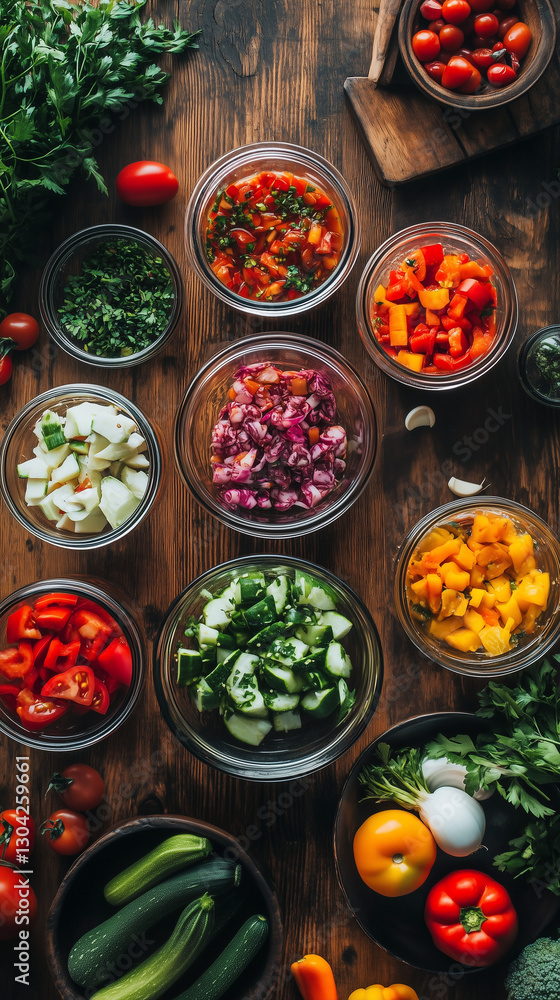 A selection of fermented vegetables, including tomatoes, cucumbers, and peppers, in glass bowls on a wooden table. Supports gut health and digestion. A selection of fermented vegetables, including tomatoes, cucumbers, and peppers, in glass bowls on a wooden table. Supports gut health and digestion.