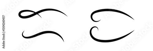 Tail Swoosh Baseball flat Sign, Typography font curve tail, font swoosh tail ornamental vector, text ornaments football or athletics tail, ornamental swash underline Swirl black colour in eps 10.