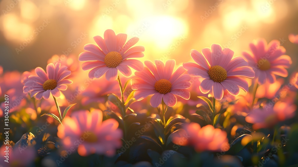 Fototapeta premium flowers in yellow and pink soft gradient