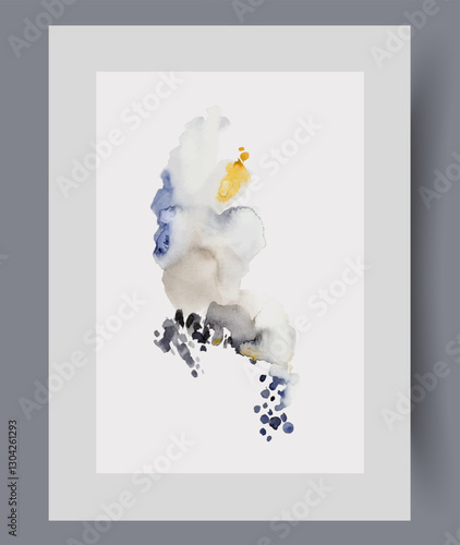Obraz na płótnie Abstract blots and spots pastel colors symbolizing surrealism on wall art. Watercolor print. Artwork with abstract composition with fashionable colors, in frame with decor for poster w salonie