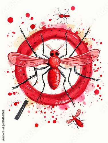 Mosquito Warning Watercolor Art photo