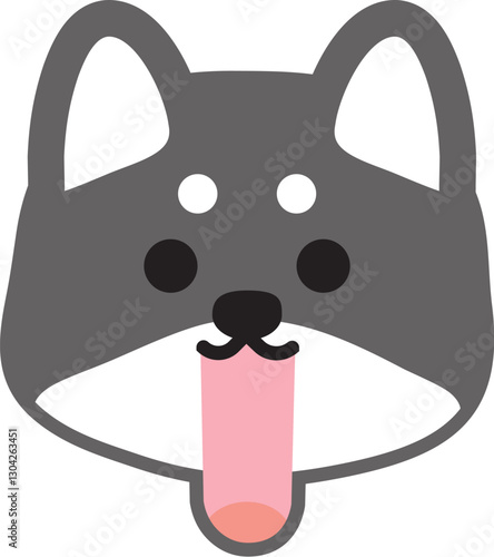 アングリと口を開けているシンプルな黒柴のイラスト