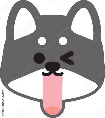 テンション高くウインクしてるシンプルな黒柴のイラスト
