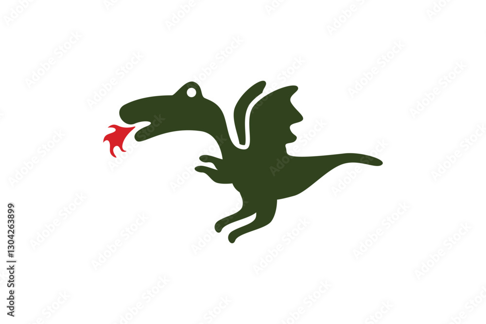 Fototapeta premium cute dragon with flame logo