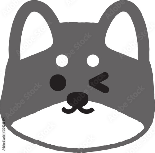 ウインクしているシンプルな黒柴のイラスト