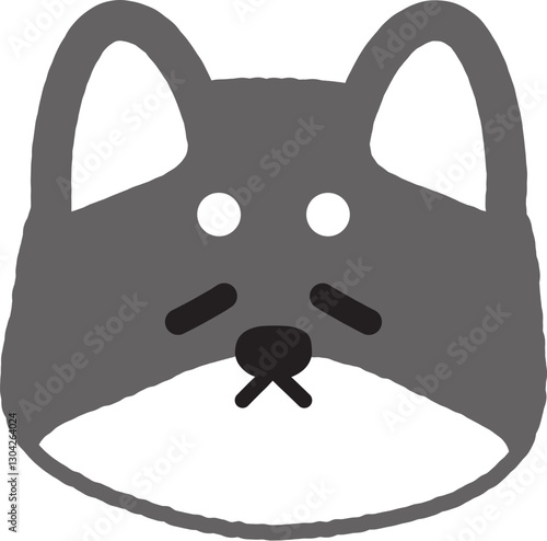 しょんぼりしているシンプルな黒柴のイラスト