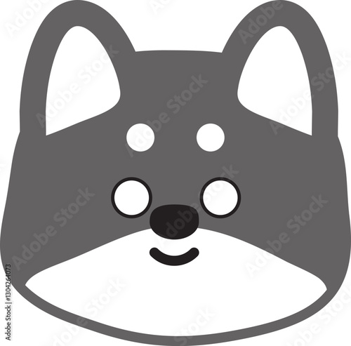 微笑みながら固まるシンプルな黒柴のイラスト