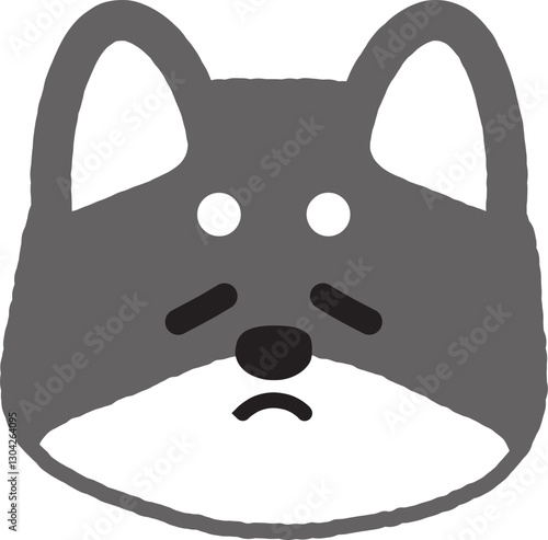 つまらなそうな顔をしているシンプルな黒柴のイラスト