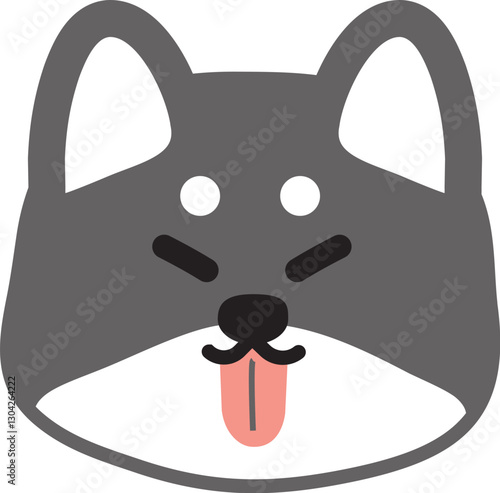 イタズラっぽく舌をだすかわいい黒柴のイラスト