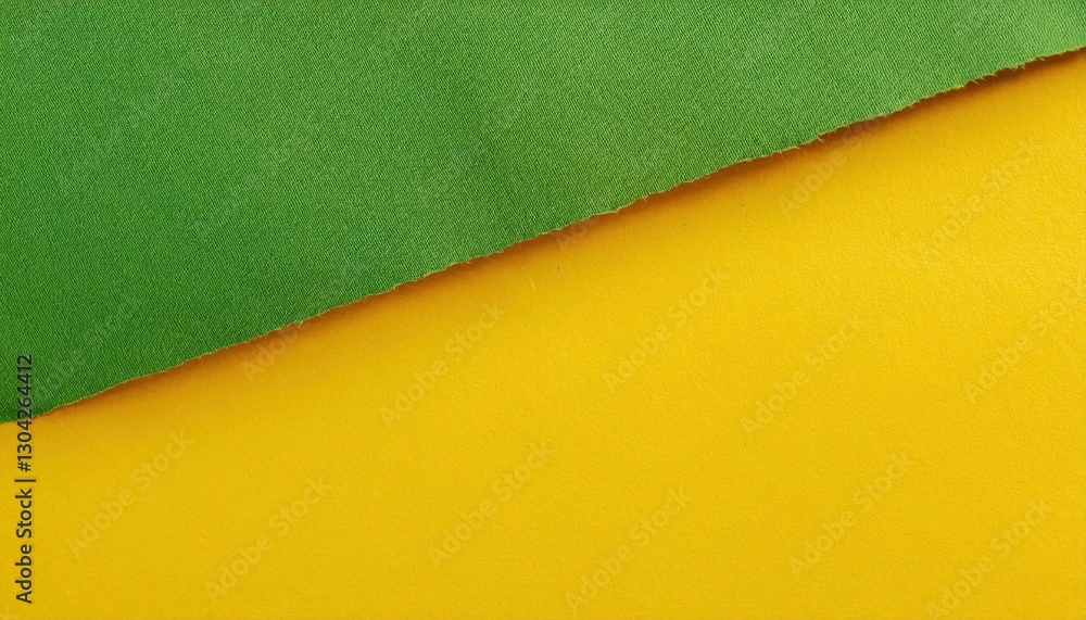 Fototapeta premium torn edge of yellow paper over green background creating diagonal division, minimalist abstract design for modern background