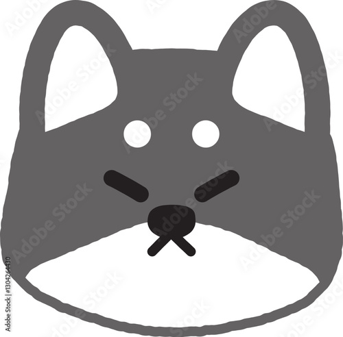 不機嫌そうなかわいい黒柴のイラスト