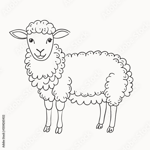 Wool sheep silhouette. sheep in graphic style, vector illustration drawn by hand. Vector illustration