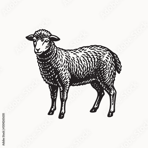 Wool sheep silhouette. sheep in graphic style, vector illustration drawn by hand. Vector illustration