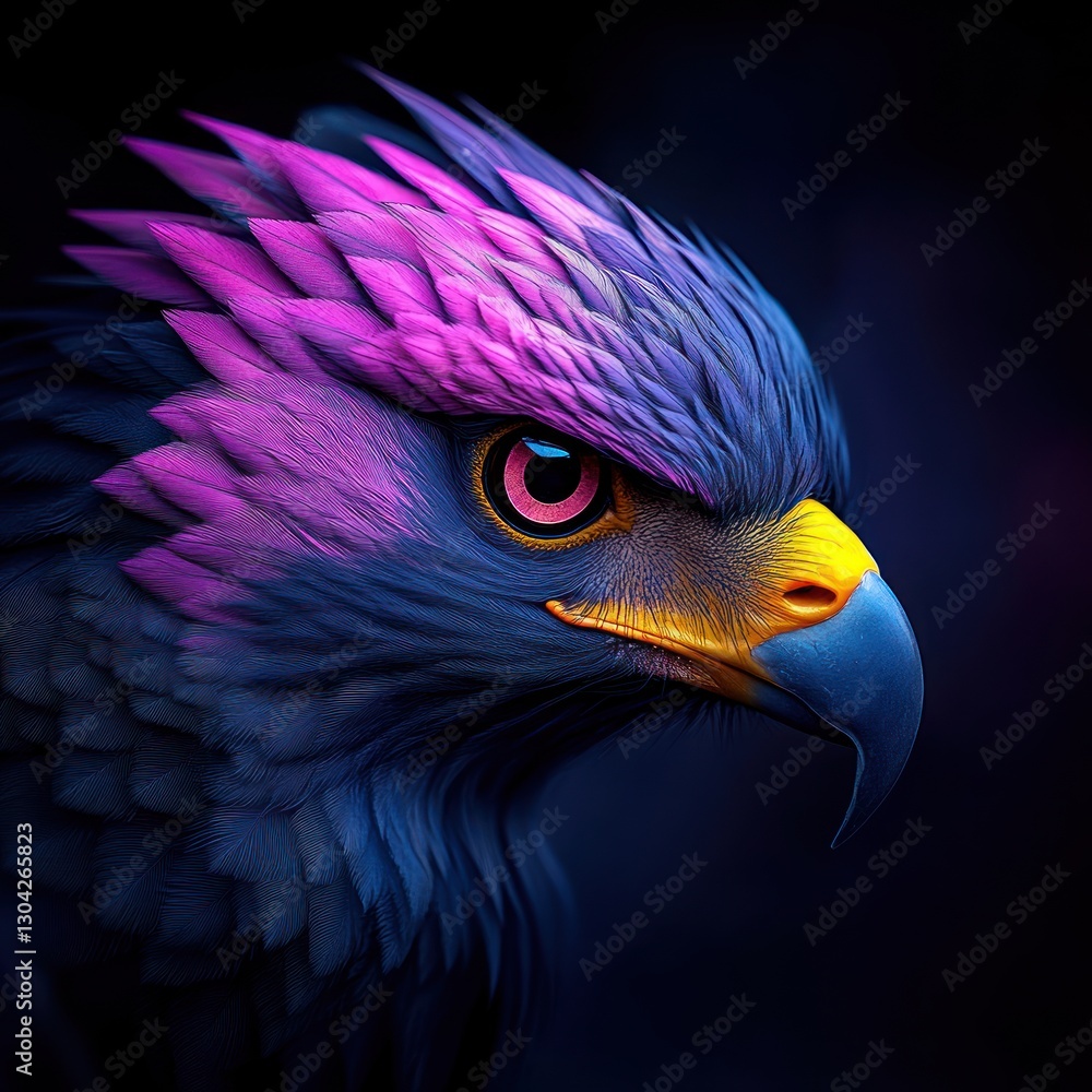 Fototapeta premium Majestic Hawk in Vibrant Pink and Purple Watercolor - Symbol of Freedom and Power
