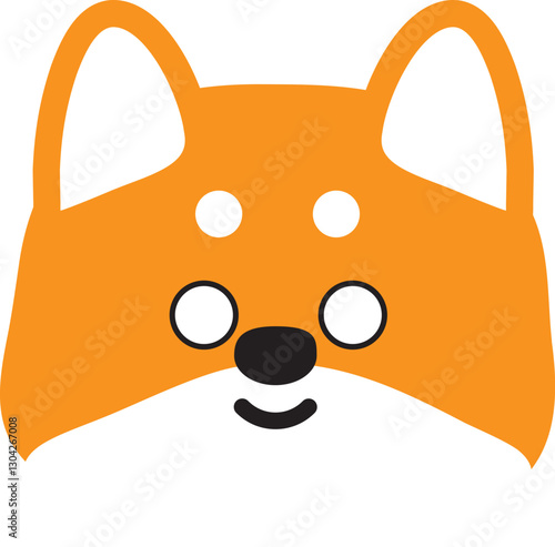 微笑みながら固まるシンプルな柴犬のイラスト