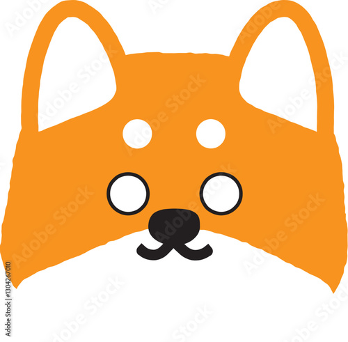 微笑みながら固まるシンプルな柴犬のイラスト