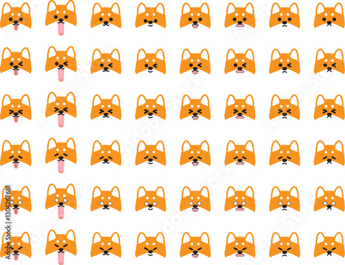 かわいい柴犬の表情イラストセット