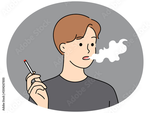 Young man smoking cigarette