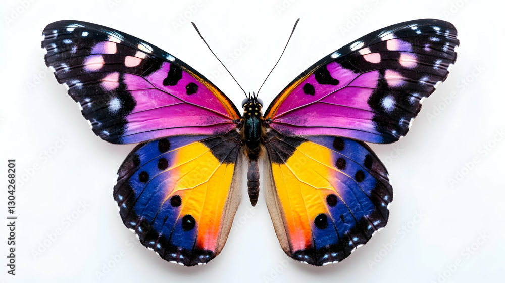 Obraz premium Vibrant Butterfly on White Background