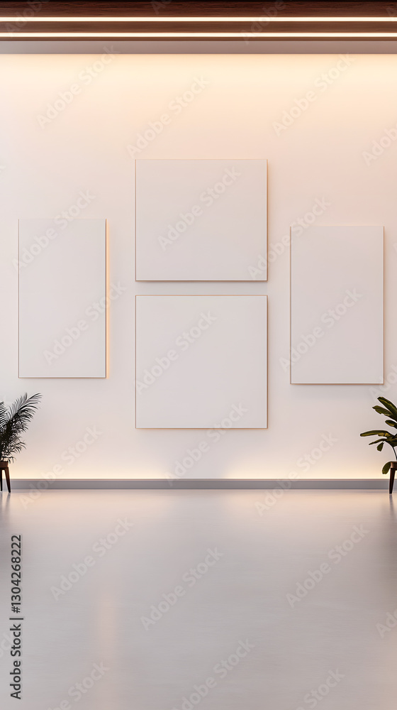 Modern Minimalist Exhibition Hall with Large Display Board