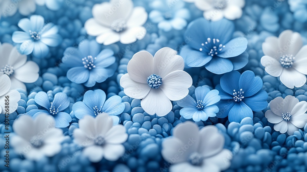 Serene Blue Flowers Softly Illuminated. AI Generated Serene Blue Flowers Softly Illuminated. AI Generated