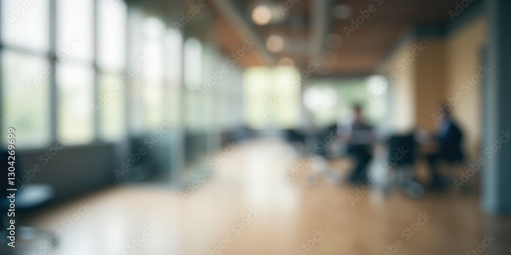Blurred background of modern office with open layout, bright windows, glass walls, professional setting, contemporary design, collaborative workspace, corporate environment Blurred background of modern office with open layout, bright windows, glass walls, professional setting, contemporary design, collaborative workspace, corporate environment