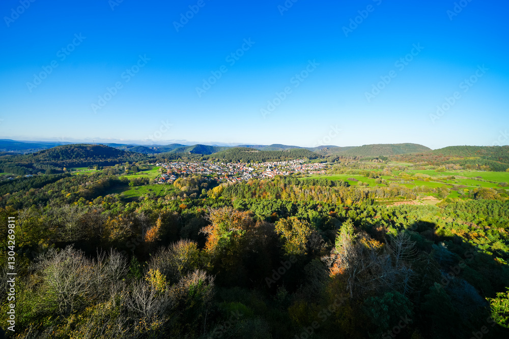Fototapeta premium View of the landscape near Busenberg. Nature in the Palatinate. 
