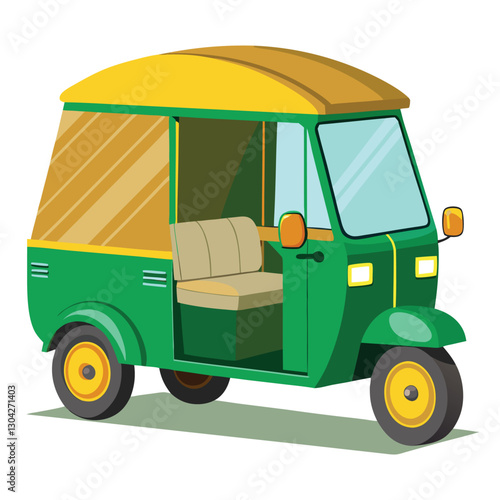 traditional public city taxi tuk tuk cab car transport India trip 3d cart model auto road Asia logo icon sign symbol template vector design