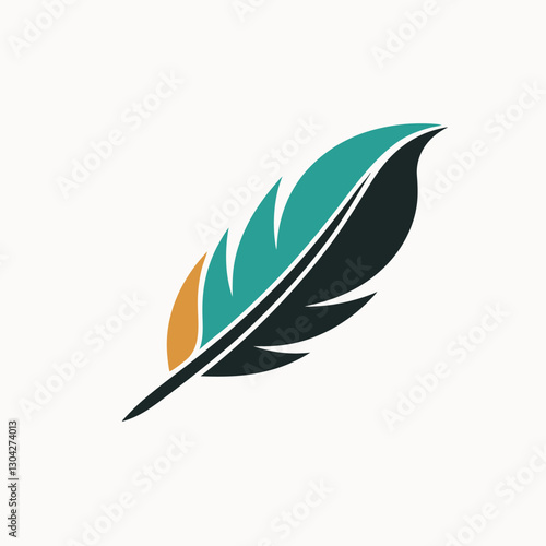 Print Abstract ethnic line art feather design. Feather icon logo set vector cartoon illustration isolated on white background