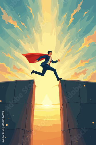 Overcoming obstacles and challenges on path to business success, determined professional breaking through barriers
