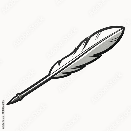 Vector isolated silhouette of bird feather. Feather icon template color editable. Feather symbol vector sign isolated on white background.
