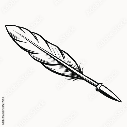 Vector isolated silhouette of bird feather. Feather icon template color editable. Feather symbol vector sign isolated on white background.