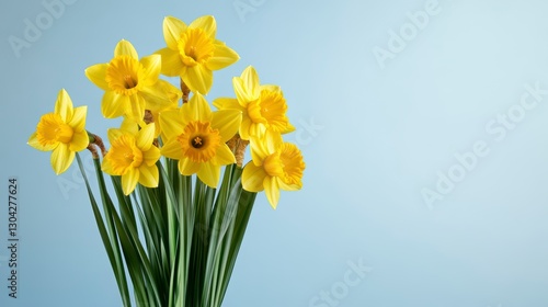 Wallpaper Mural Bright Yellow Daffodil Bouquet Against Light Blue Background Torontodigital.ca