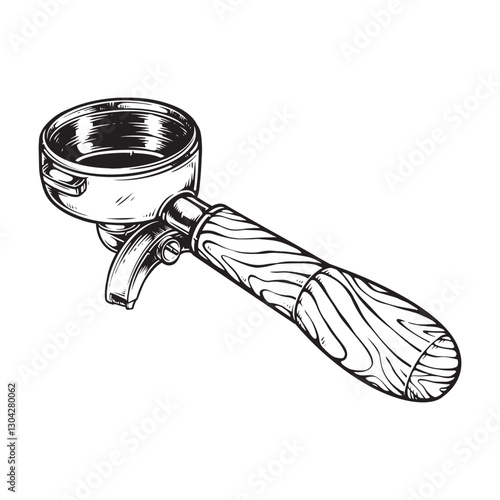 Vintage Black and White espresso Coffee Making Equipment Illustration