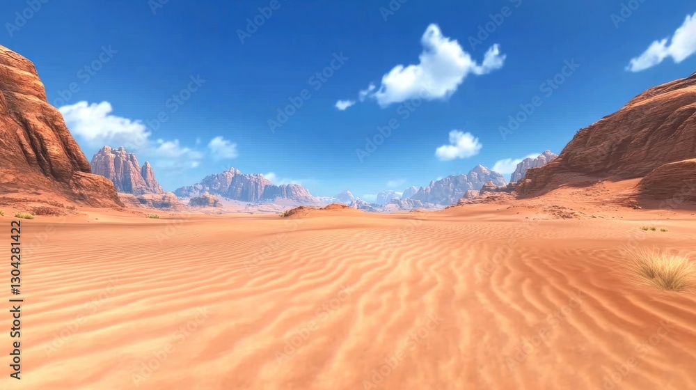 Expansive Desert Landscape Under a Vibrant Blue Sky Expansive Desert Landscape Under a Vibrant Blue Sky
