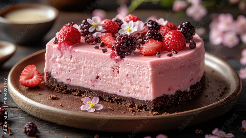 A symphony of flavors, a burst of vibrant colors, a perfect slice of strawberry dessert featuring plump berries and delicate blossoms, a testament to the beauty and bounty of spring. A symphony of flavors, a burst of vibrant colors, a perfect slice of strawberry dessert featuring plump berries and delicate blossoms, a testament to the beauty and bounty of spring.