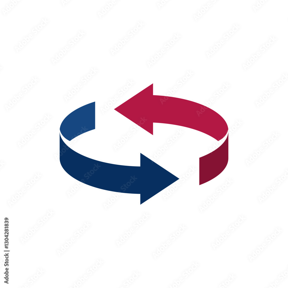 Two color arrow spin icon template. Recycle round, circle refresh or restart, thin line symbol on white background Two color arrow spin icon template. Recycle round, circle refresh or restart, thin line symbol on white background