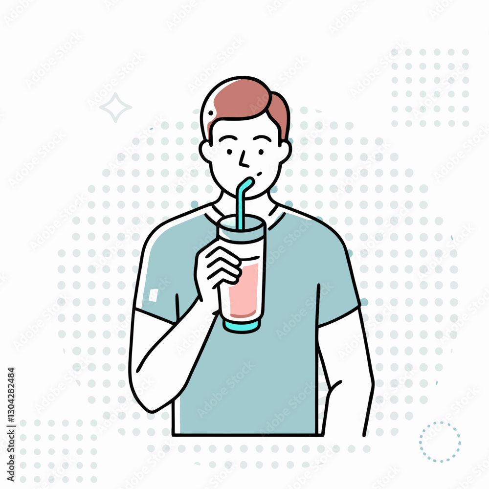 Man Drinking a Smoothie with a Straw Man Drinking a Smoothie with a Straw