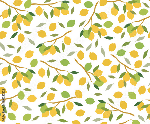Sour lemon pattern, plant background image, food texture fabric banner