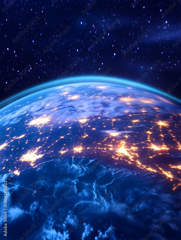 Obraz premium Earth's Nightlights from Space, Showing City Glow